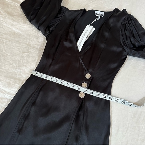 GANNI Heavy Satin Wrap Dress Size US 4 NEW NWT - Picture 13 of 15